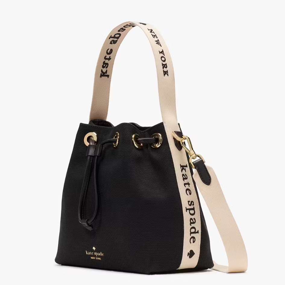 Kate Spade Kip Canvas Bucket Crossbody Bag, Black Nwt